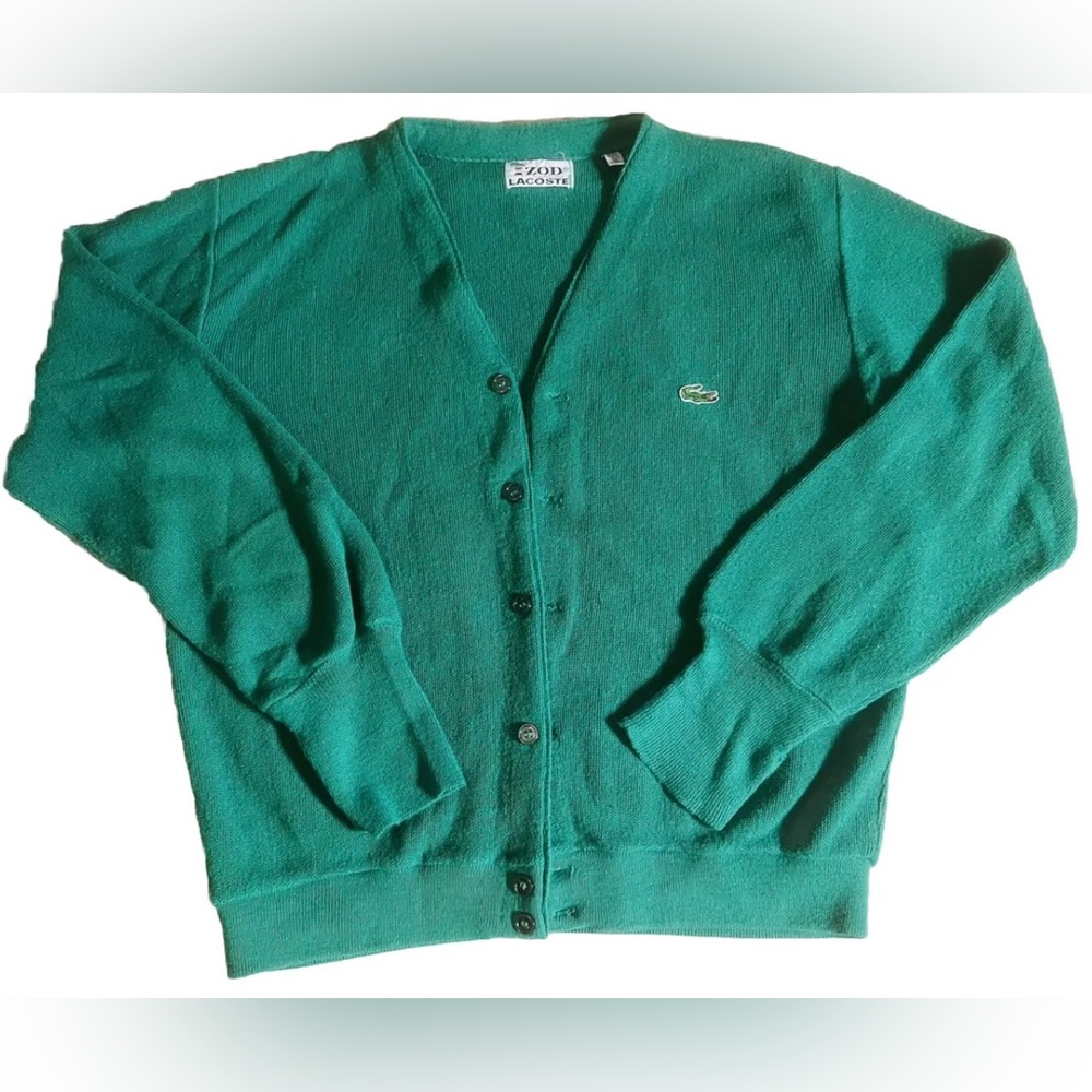Lacoste Green V-Neck Cotton Cardigan